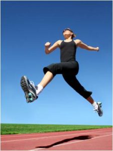 Woman performing a bounding exercise