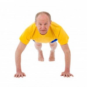 Older man doing a press-up