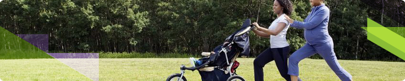 Mums Running with pram in park