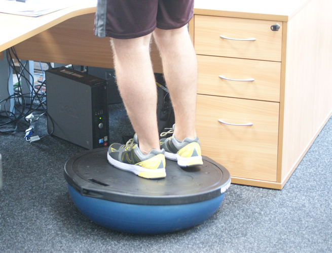 Balancing on a BOSU ball