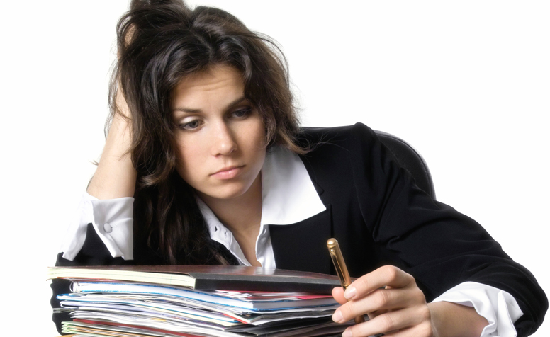 A female office worker suffering from illness