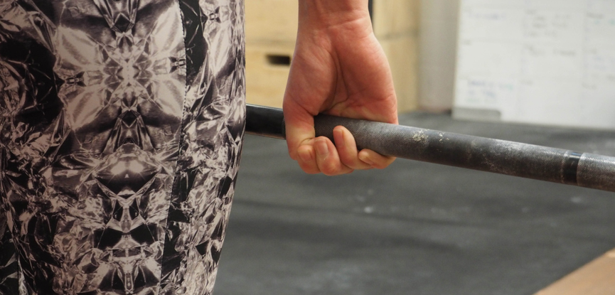 Fitness blogger Georgina Ellis demonstrates a hook grip deadlift