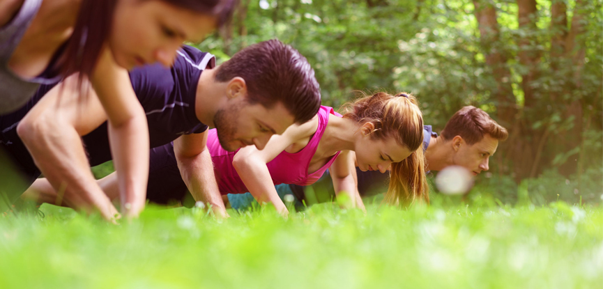 Participants taking part in an outdoor boot camp