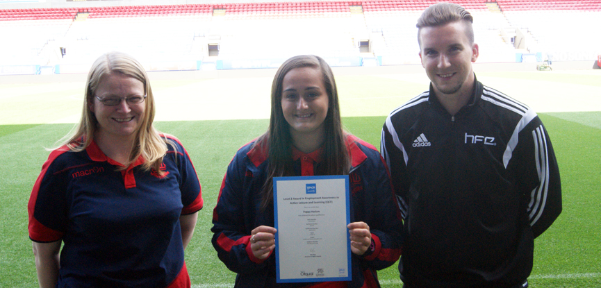 Poppy Haslam and Kate Bent of the Bolton Wanderers Community Trust