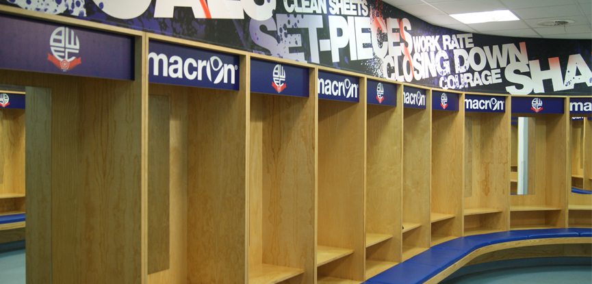 Changing rooms at Bolton Wanderers football club