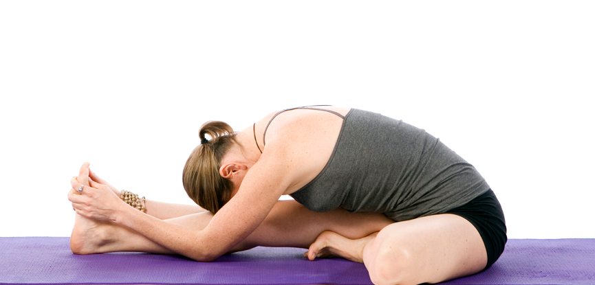 Sally Parkes performing the head to toe yoga pose