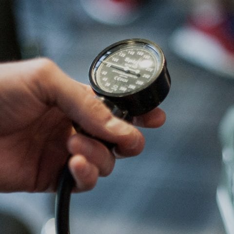 Close up of a blood pressure monitor