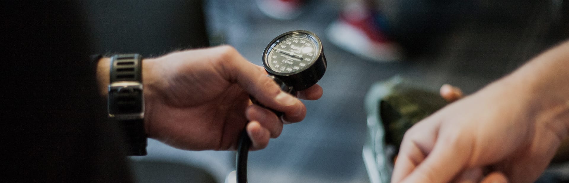 Close up of a blood pressure monitor