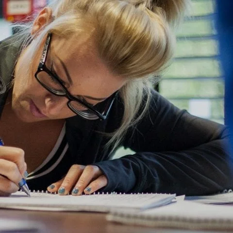 HFE student taking a Level 3 anatomy and physiology exam