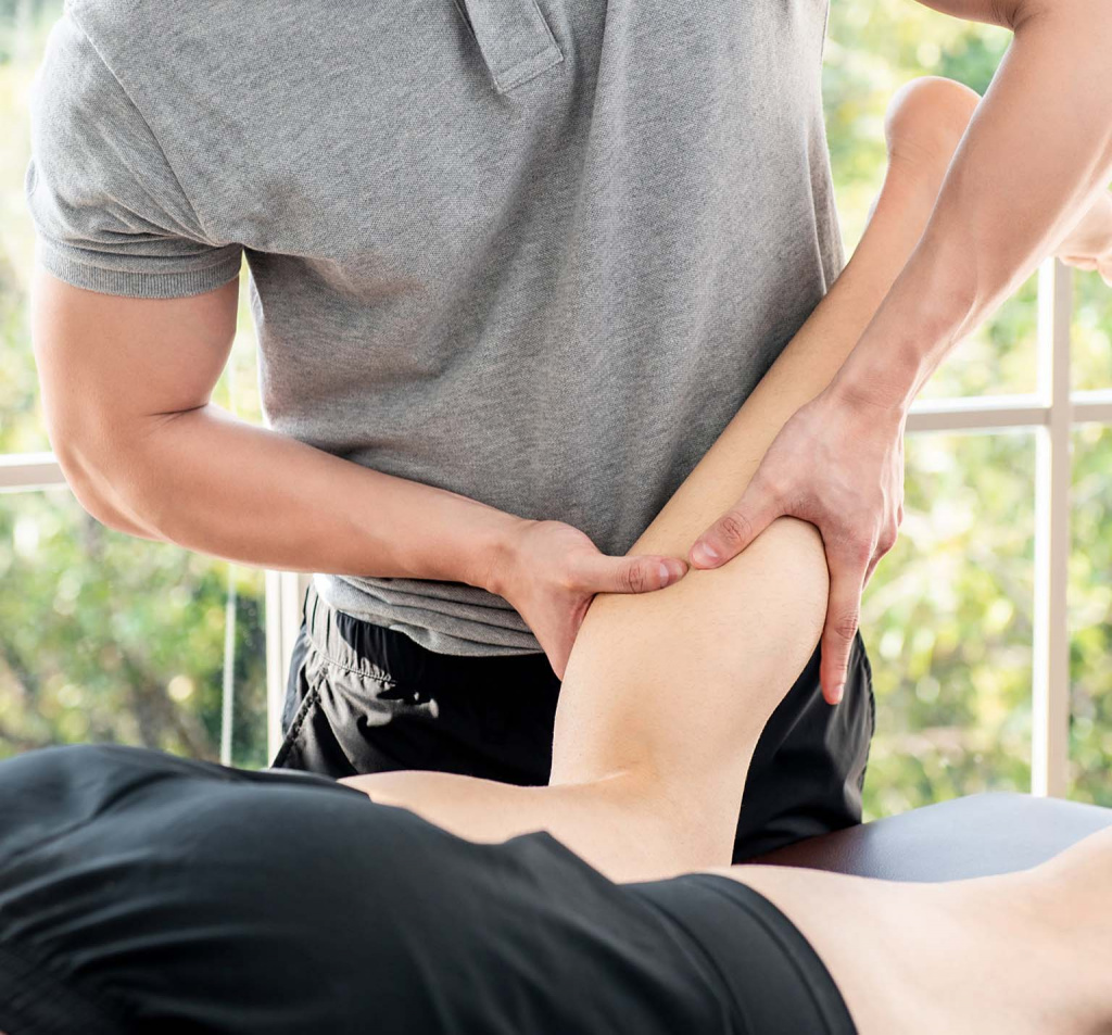 client receiving sports massage