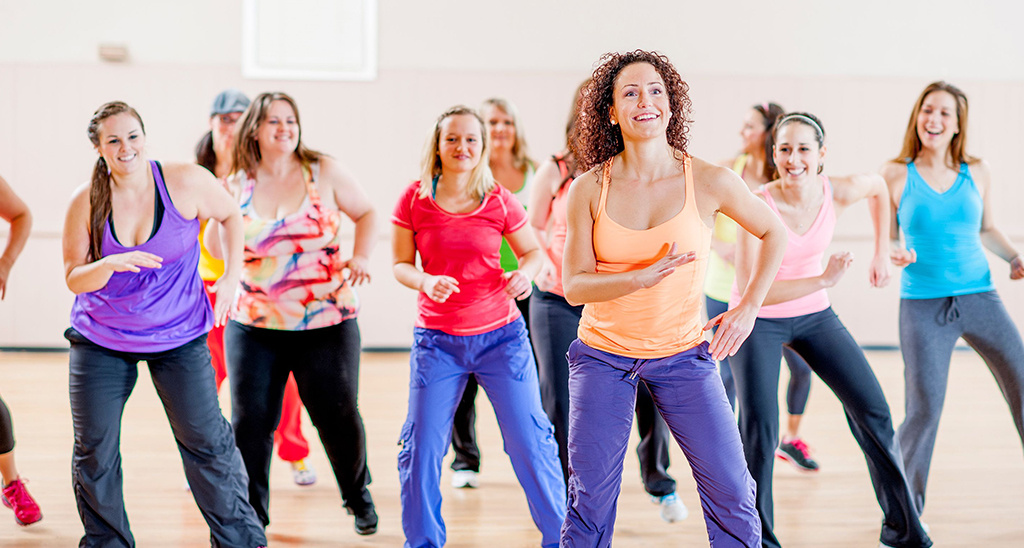 Women taking part in a Zumba class