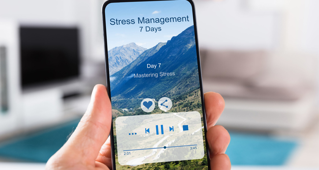 Stress management programme on a mindfulness app