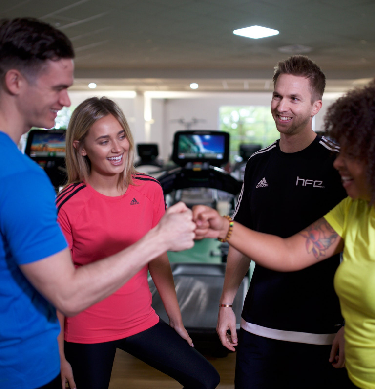 group of HFE staff in gym