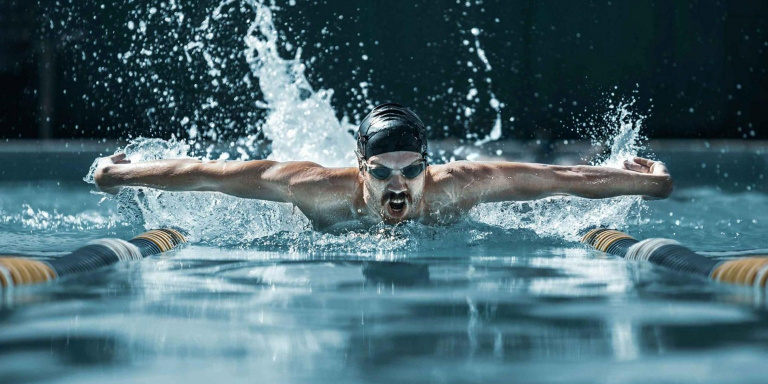 athlete in pool swimming