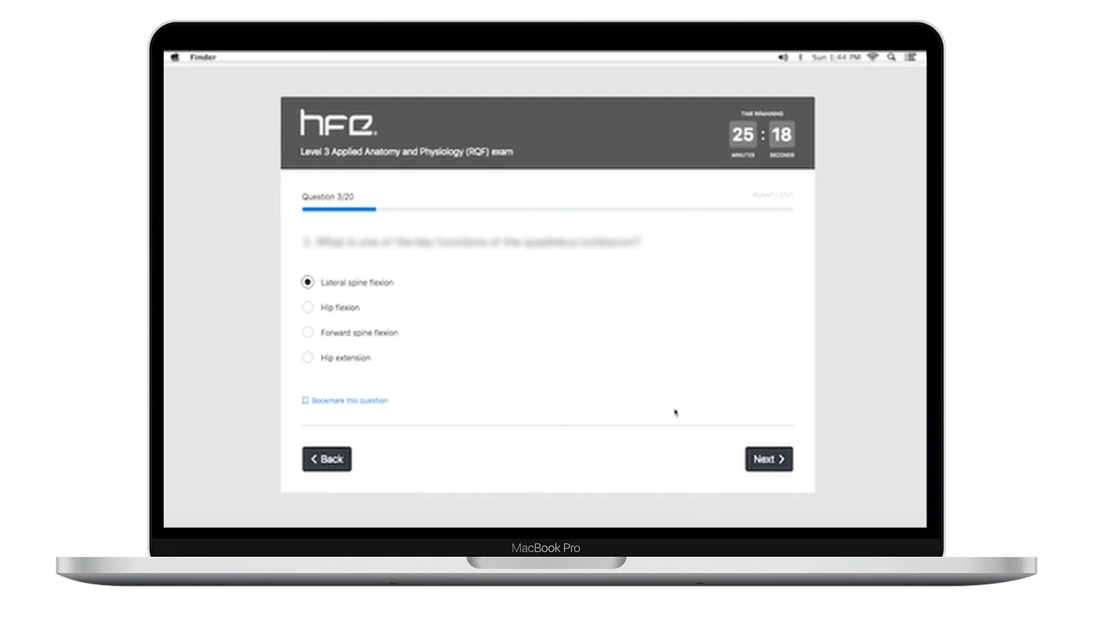 HFE theory test on MacBook screen