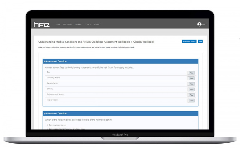 exercise referral assessment screen