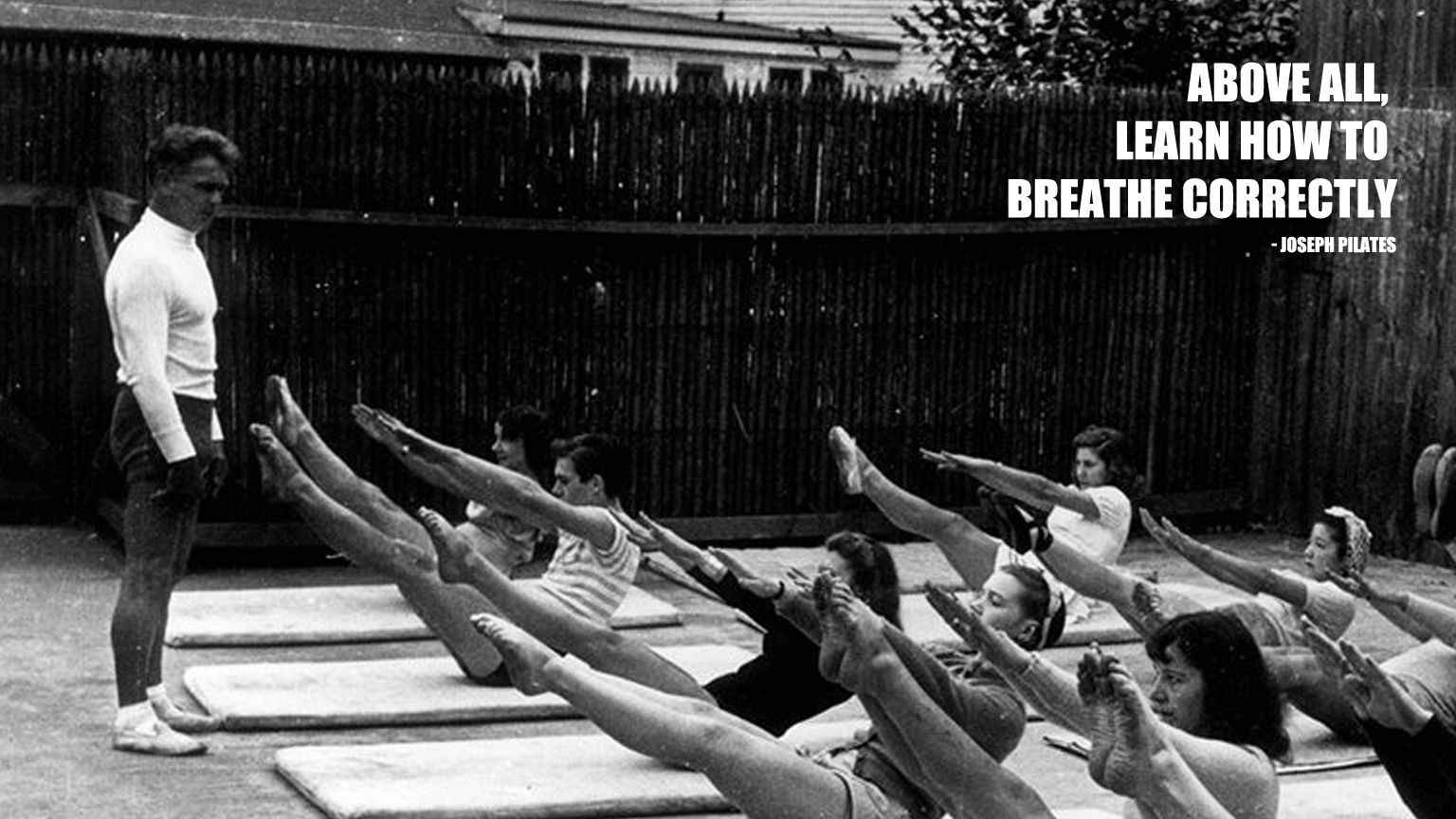 Joseph Pilates teaching a mat Pilates class