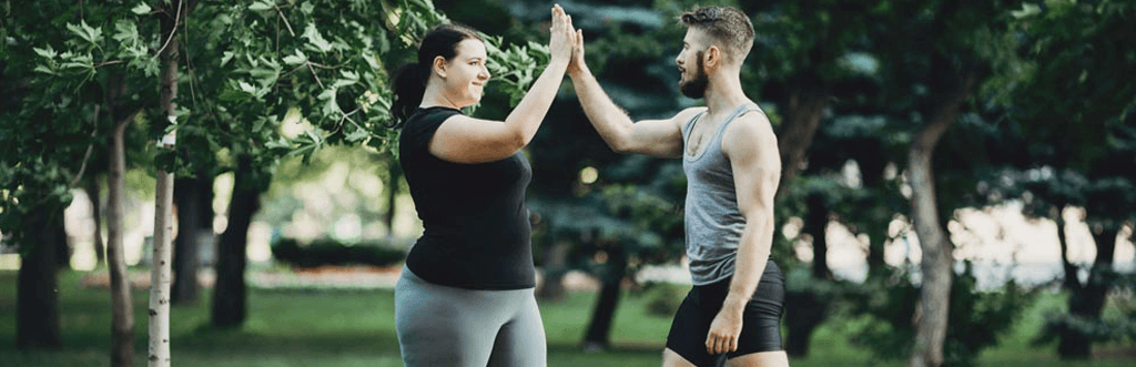 outdoor training with overweight woman