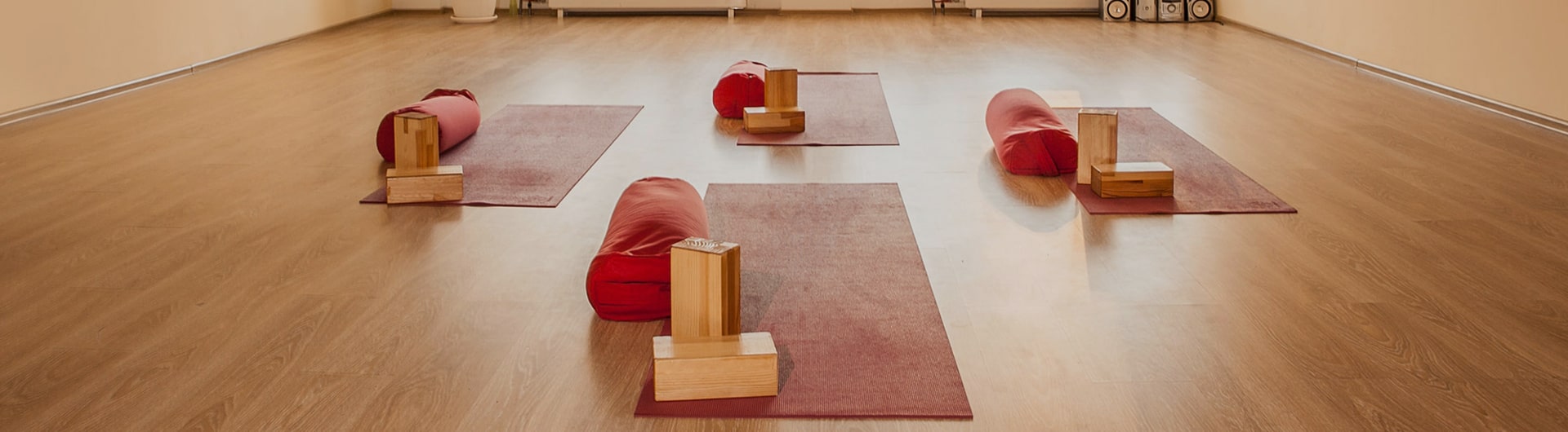 An exercise studio set up for yoga and Pilates classes.