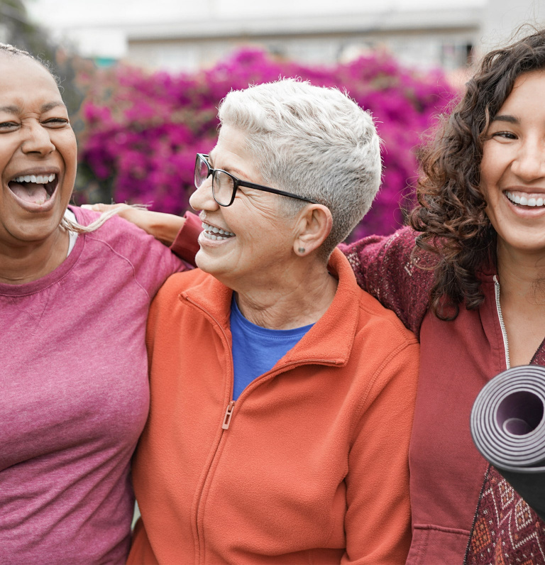 group of perimenopausal women going to an exercise class