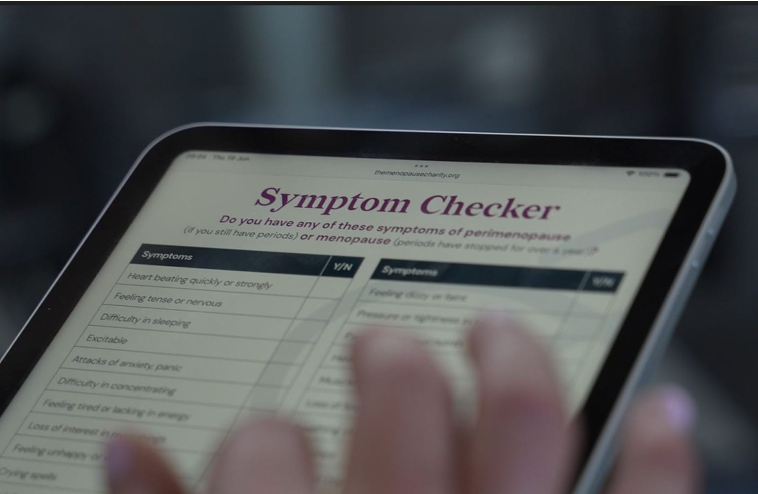 menopause symptom checker