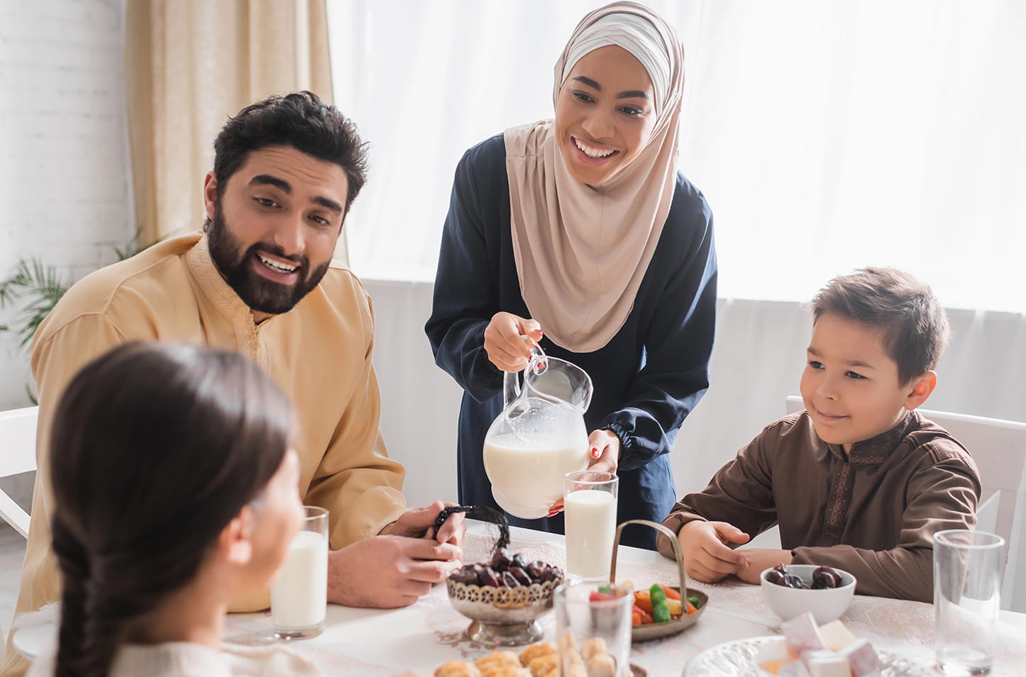 Family at ramadan breaking fast